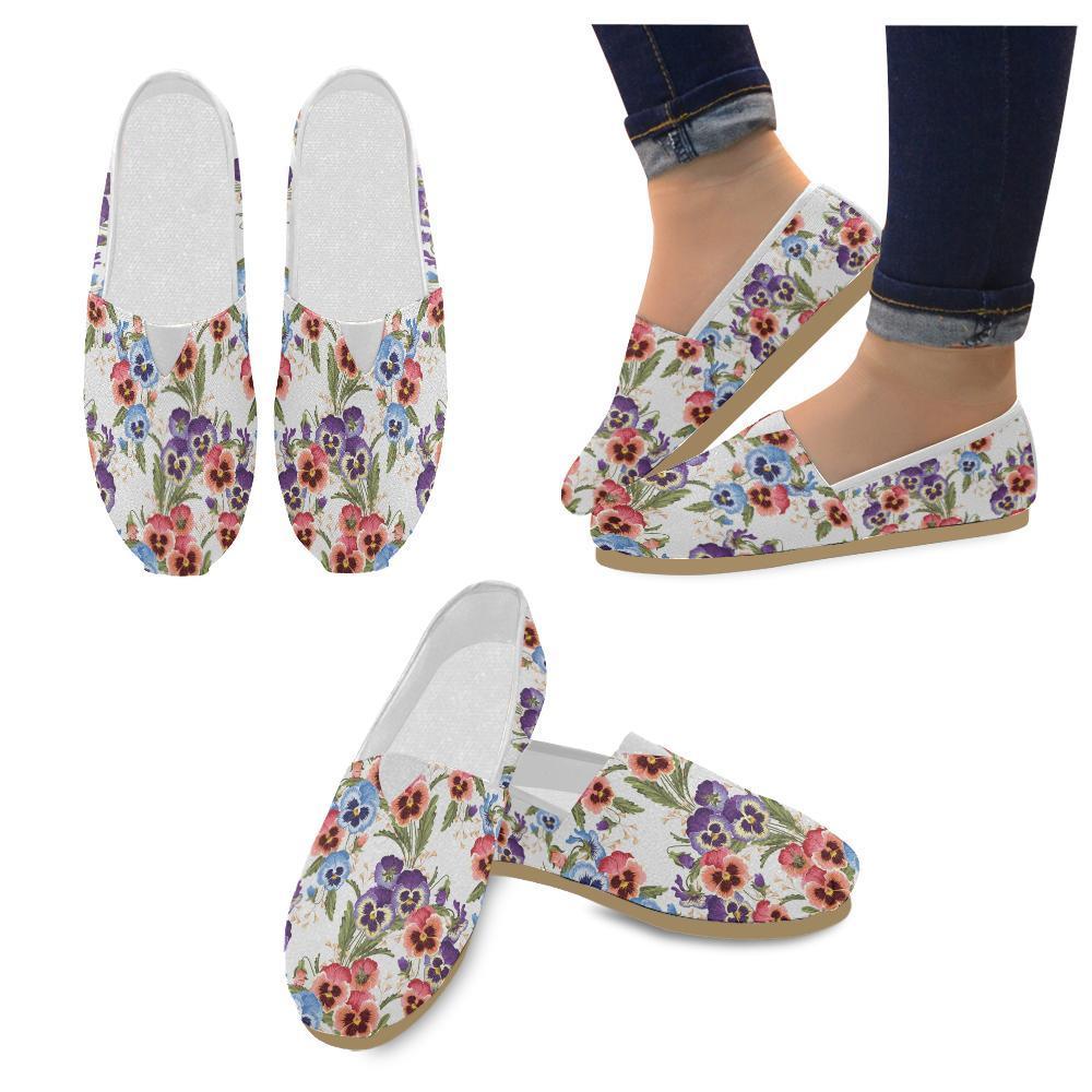 Pansy Pattern Print Design PS06 Women Casual Shoes-JorJune.com