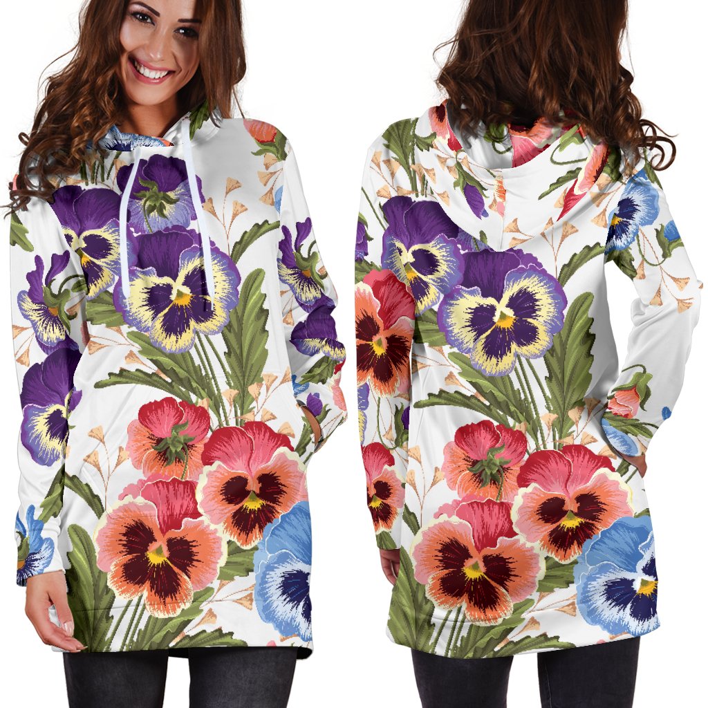 Pansy Pattern Print Design PS06 Women Hoodie Dress