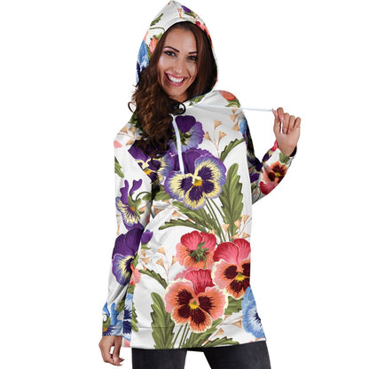 Pansy Pattern Print Design PS06 Women Hoodie Dress