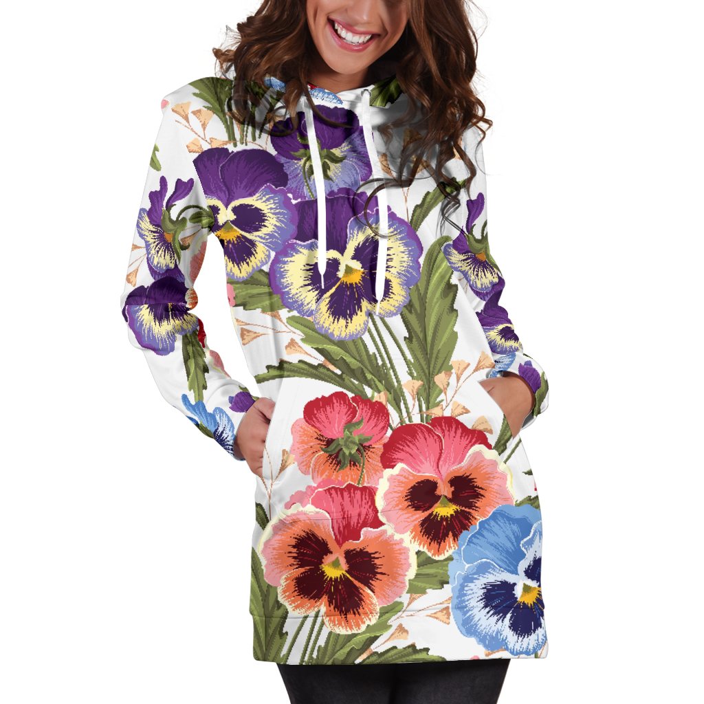 Pansy Pattern Print Design PS06 Women Hoodie Dress