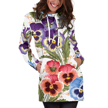 Pansy Pattern Print Design PS06 Women Hoodie Dress