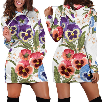 Pansy Pattern Print Design PS06 Women Hoodie Dress
