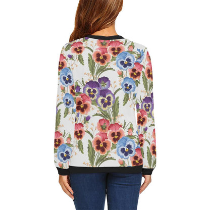 Pansy Pattern Print Design PS06 Women Long Sleeve Sweatshirt-JorJune