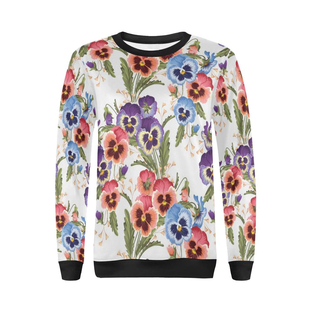 Pansy Pattern Print Design PS06 Women Long Sleeve Sweatshirt-JorJune