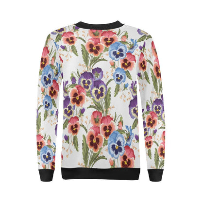 Pansy Pattern Print Design PS06 Women Long Sleeve Sweatshirt-JorJune