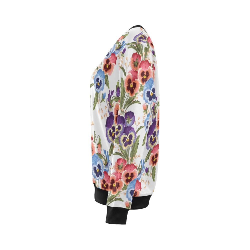 Pansy Pattern Print Design PS06 Women Long Sleeve Sweatshirt-JorJune
