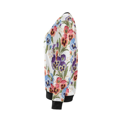 Pansy Pattern Print Design PS06 Women Long Sleeve Sweatshirt-JorJune