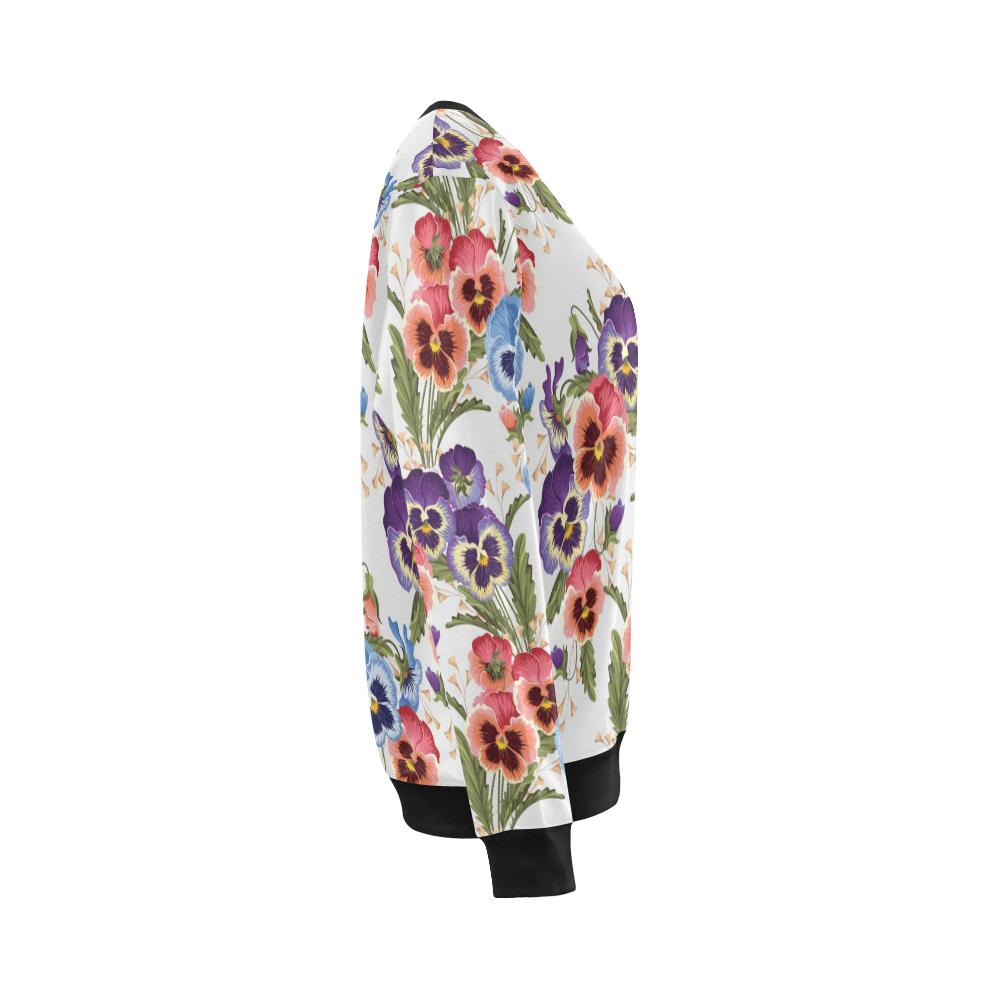 Pansy Pattern Print Design PS06 Women Long Sleeve Sweatshirt-JorJune