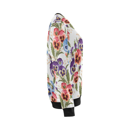 Pansy Pattern Print Design PS06 Women Long Sleeve Sweatshirt-JorJune