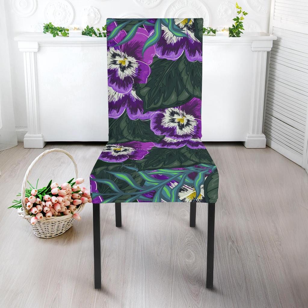 Pansy Pattern Print Design PS07 Dining Chair Slipcover-JORJUNE.COM