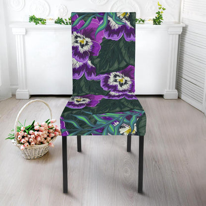 Pansy Pattern Print Design PS07 Dining Chair Slipcover-JORJUNE.COM