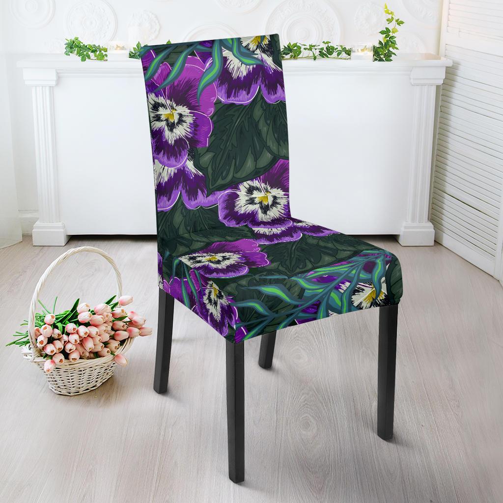 Pansy Pattern Print Design PS07 Dining Chair Slipcover-JORJUNE.COM