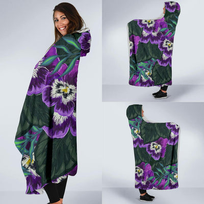 Pansy Pattern Print Design PS07 Hooded Blanket-JORJUNE.COM