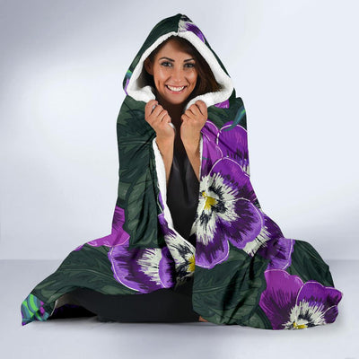 Pansy Pattern Print Design PS07 Hooded Blanket-JORJUNE.COM