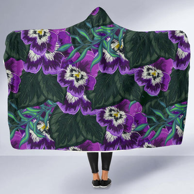 Pansy Pattern Print Design PS07 Hooded Blanket-JORJUNE.COM