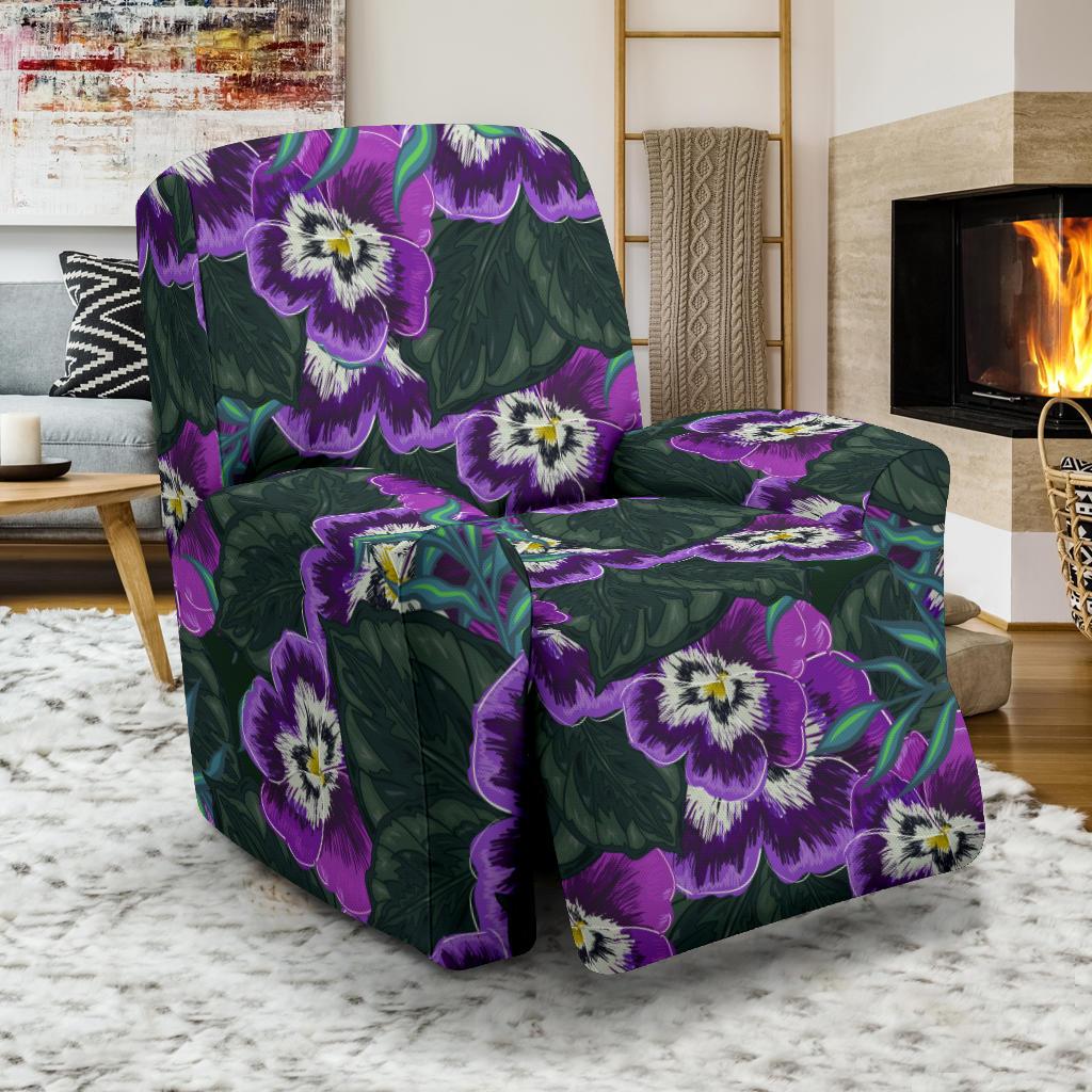 Pansy Pattern Print Design PS07 Recliner Slipcover-JORJUNE.COM