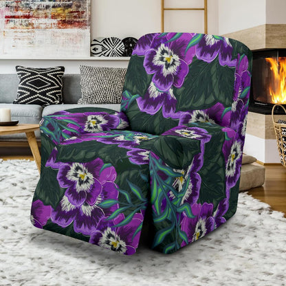 Pansy Pattern Print Design PS07 Recliner Slipcover-JORJUNE.COM