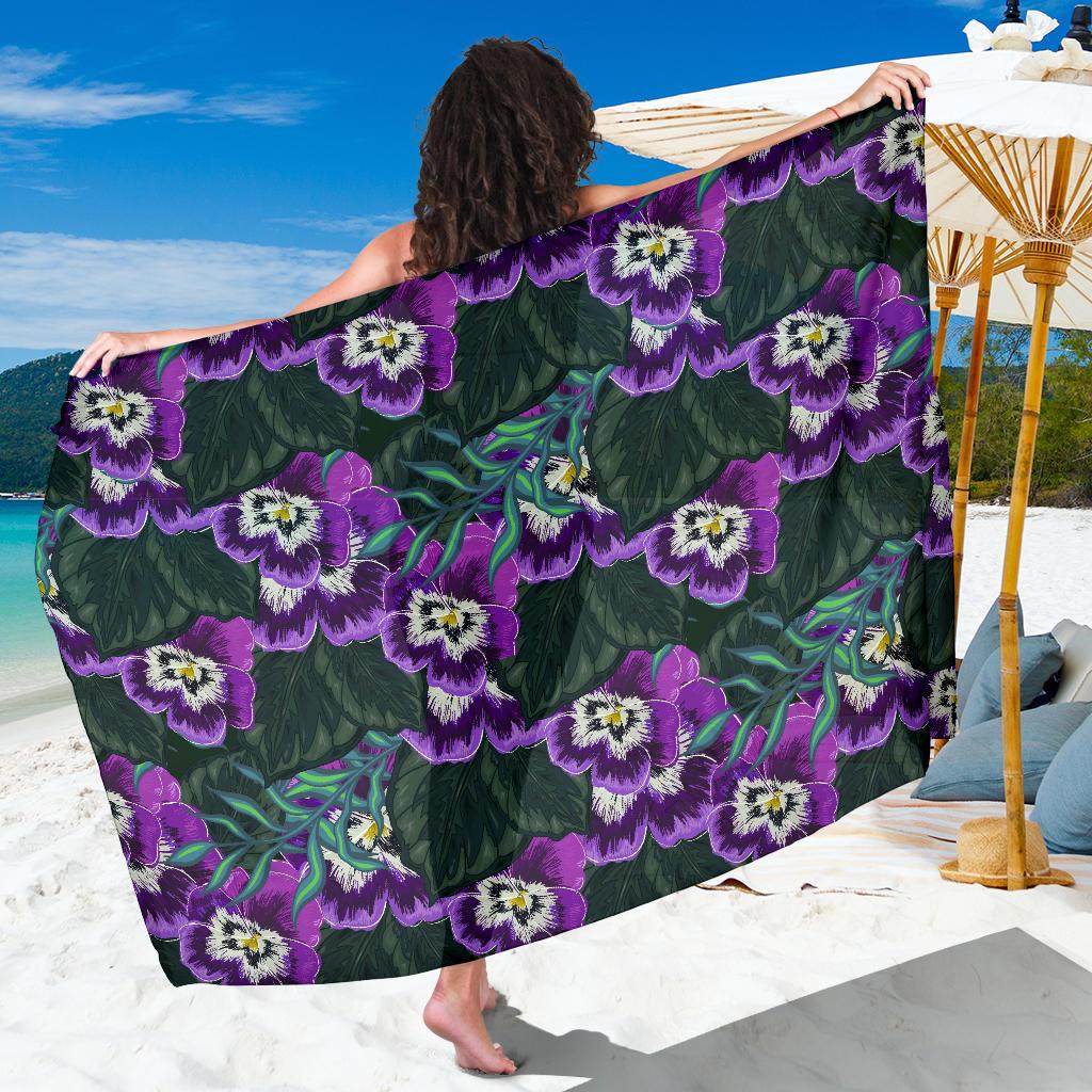 Pansy Pattern Print Design PS07 Sarong Pareo Wrap-JORJUNE.COM