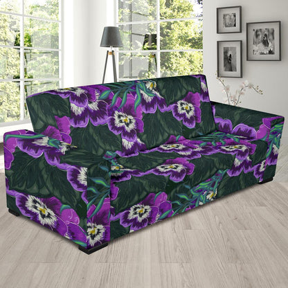 Pansy Pattern Print Design PS07 Sofa Slipcover-JORJUNE.COM