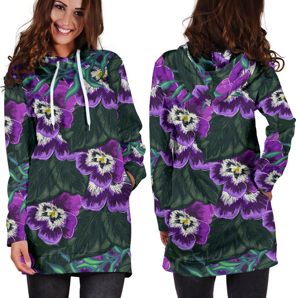 Pansy Pattern Print Design PS07 Women Hoodie Dress