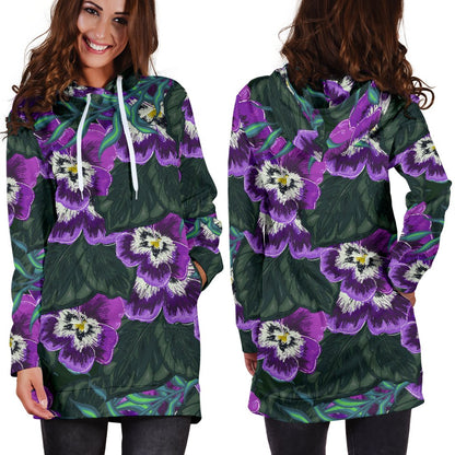Pansy Pattern Print Design PS07 Women Hoodie Dress