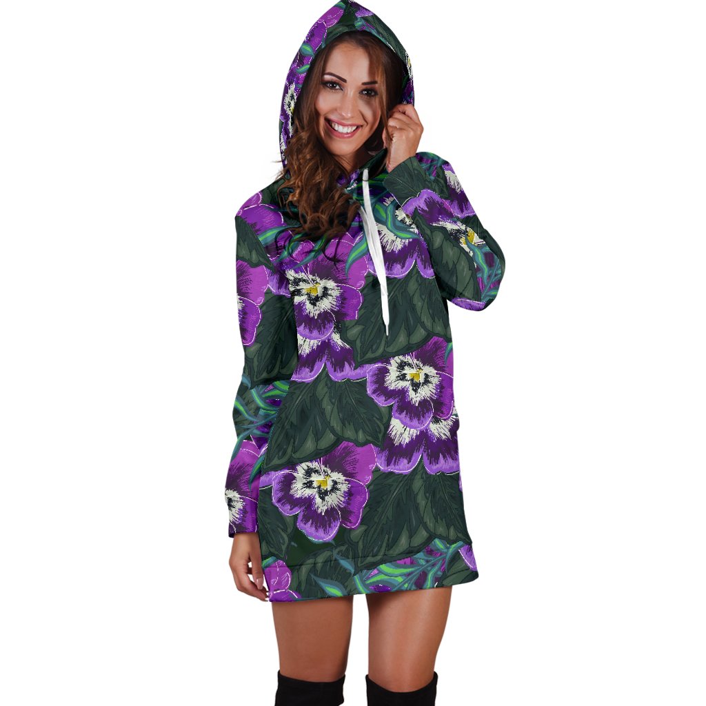 Pansy Pattern Print Design PS07 Women Hoodie Dress