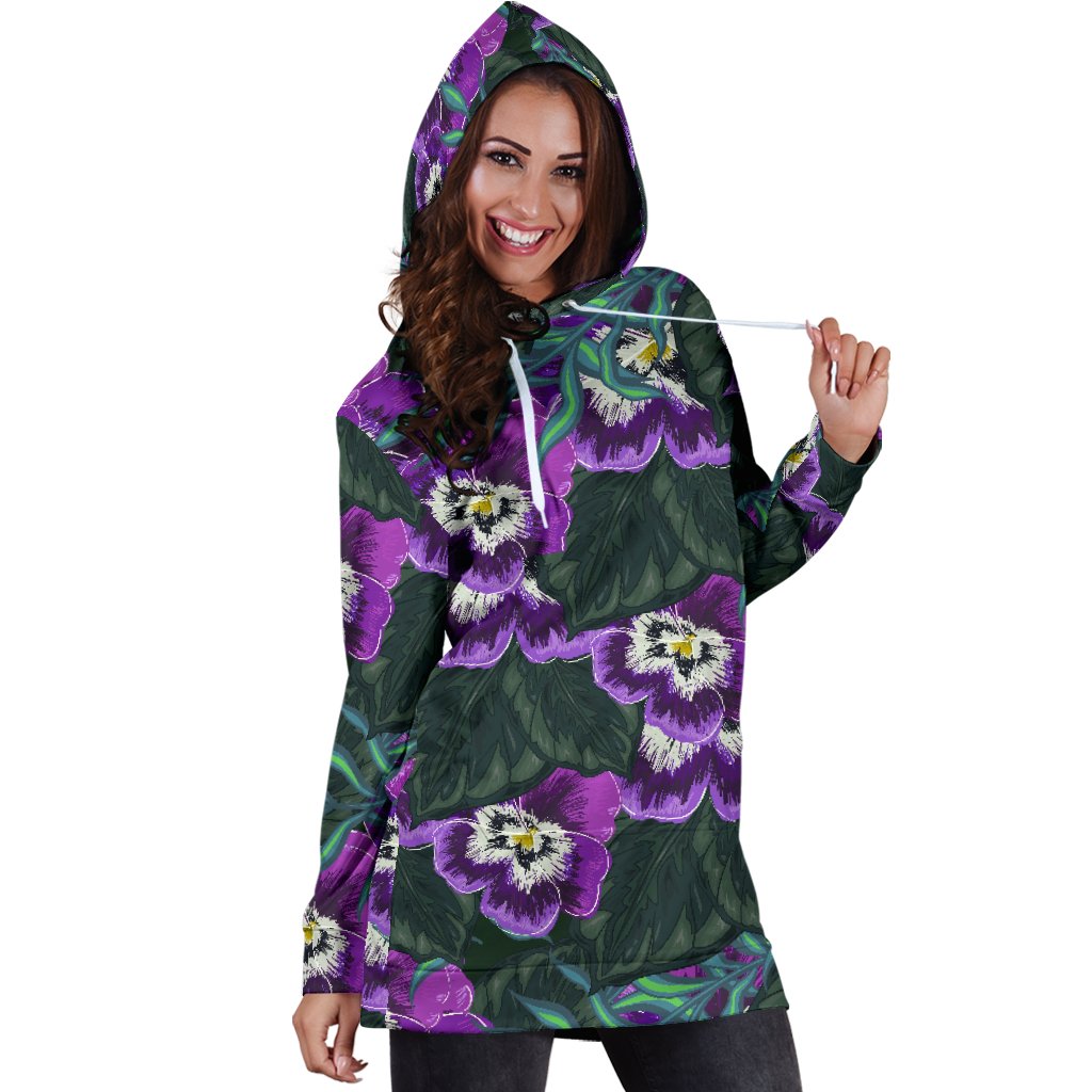 Pansy Pattern Print Design PS07 Women Hoodie Dress