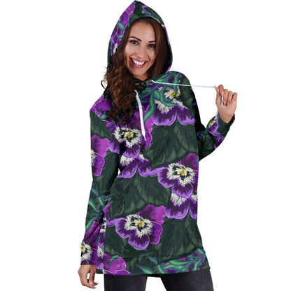 Pansy Pattern Print Design PS07 Women Hoodie Dress