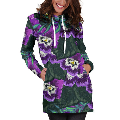 Pansy Pattern Print Design PS07 Women Hoodie Dress