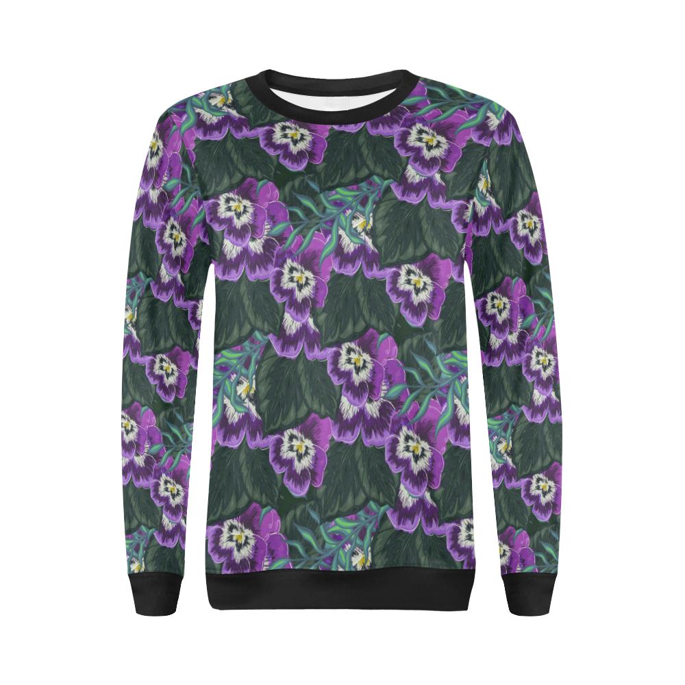 Pansy Pattern Print Design PS07 Women Long Sleeve Sweatshirt-JorJune
