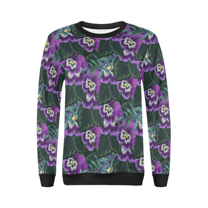 Pansy Pattern Print Design PS07 Women Long Sleeve Sweatshirt-JorJune