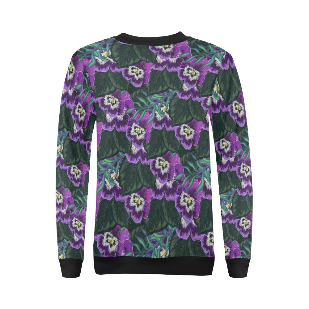 Pansy Pattern Print Design PS07 Women Long Sleeve Sweatshirt-JorJune