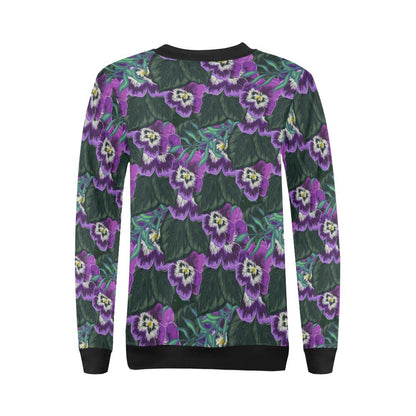 Pansy Pattern Print Design PS07 Women Long Sleeve Sweatshirt-JorJune