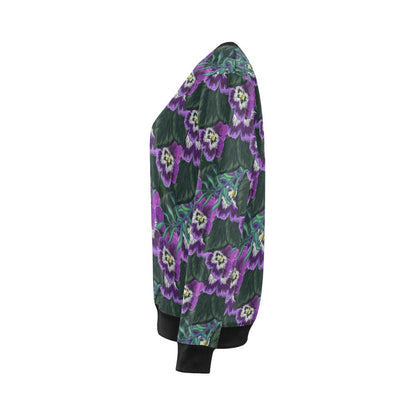 Pansy Pattern Print Design PS07 Women Long Sleeve Sweatshirt-JorJune