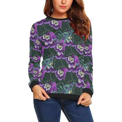 Pansy Pattern Print Design PS07 Women Long Sleeve Sweatshirt-JorJune