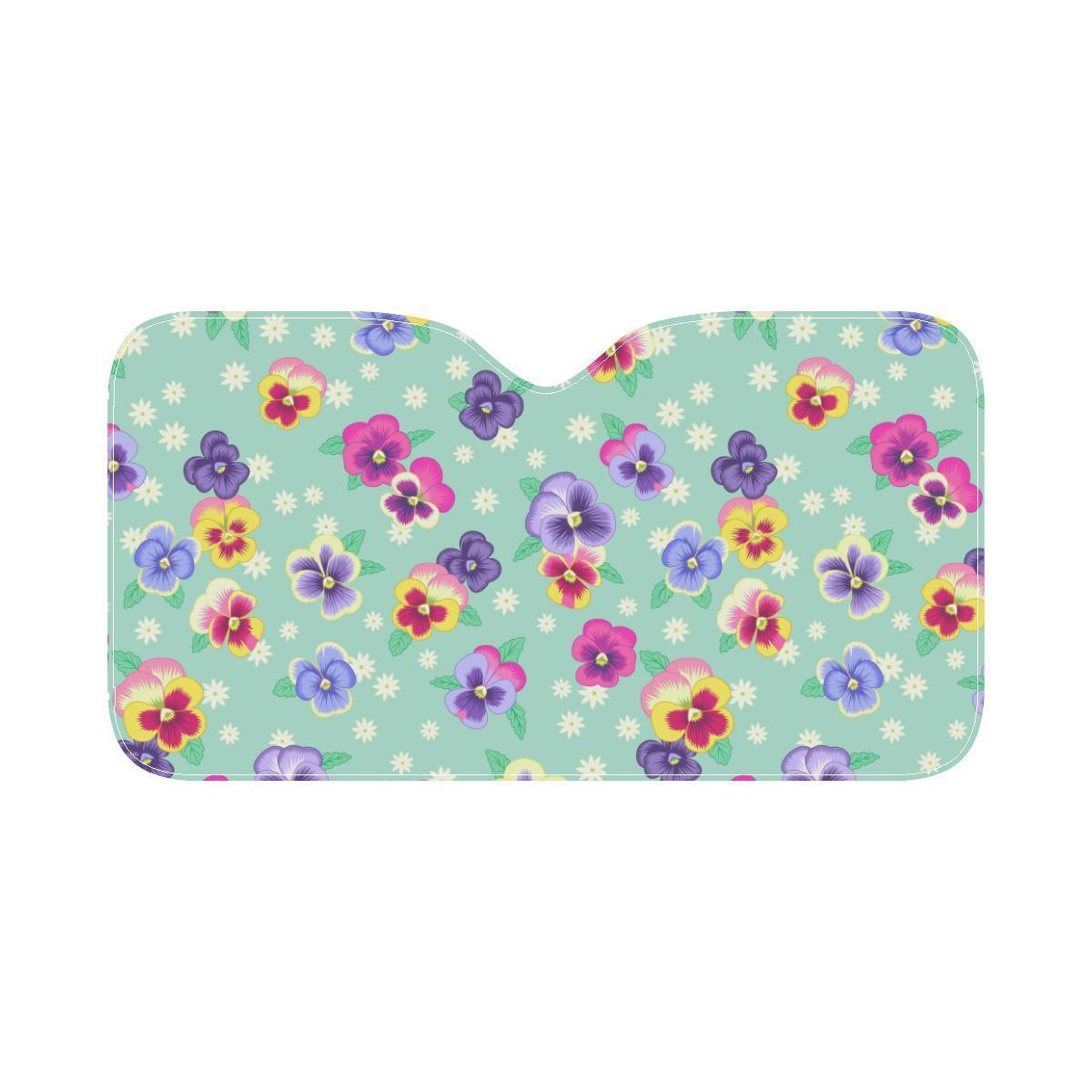 Pansy Pattern Print Design PS08 Car Sun Shade-JorJune