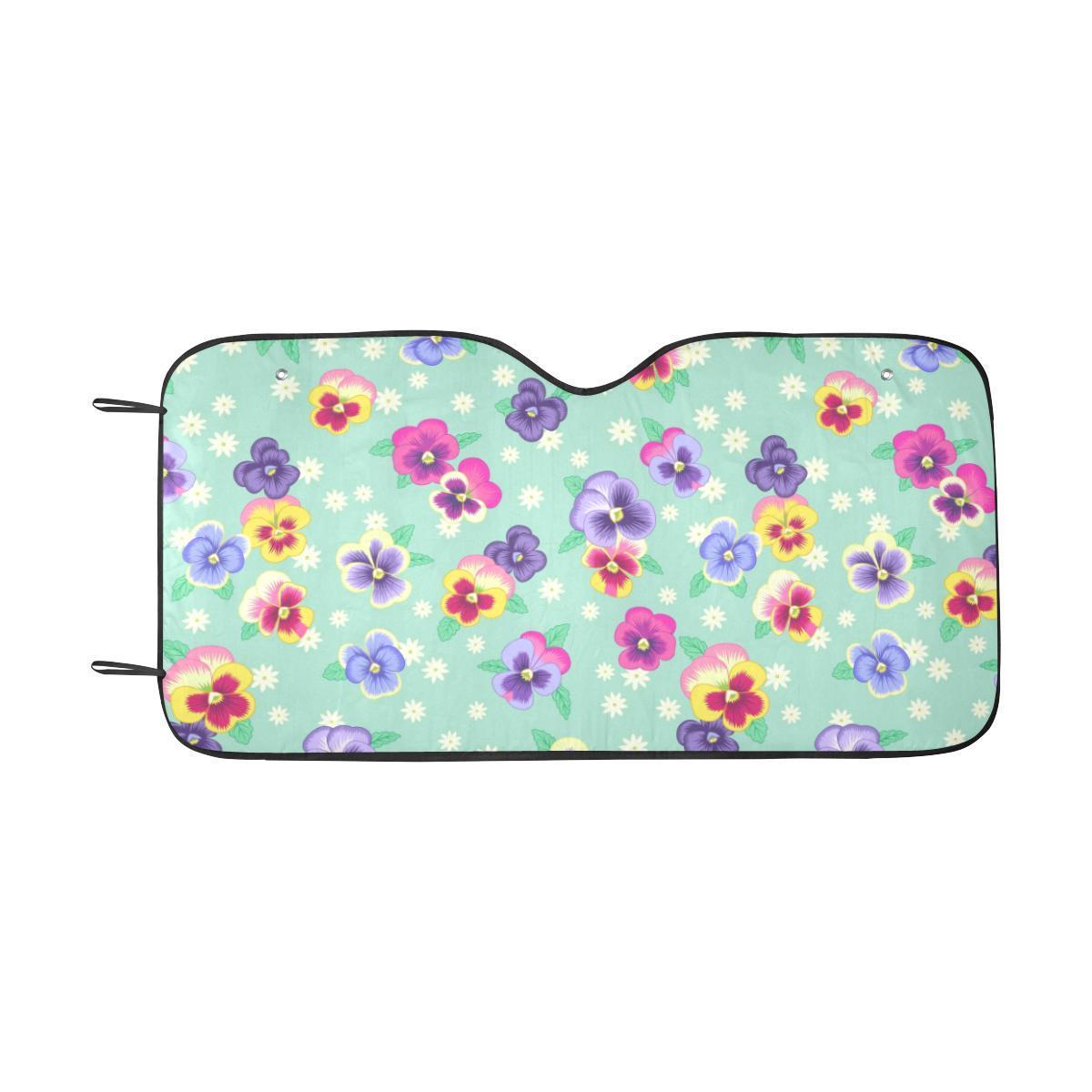 Pansy Pattern Print Design PS08 Car Sun Shade-JorJune