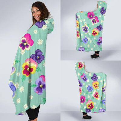 Pansy Pattern Print Design PS08 Hooded Blanket-JORJUNE.COM