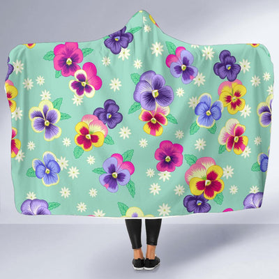 Pansy Pattern Print Design PS08 Hooded Blanket-JORJUNE.COM