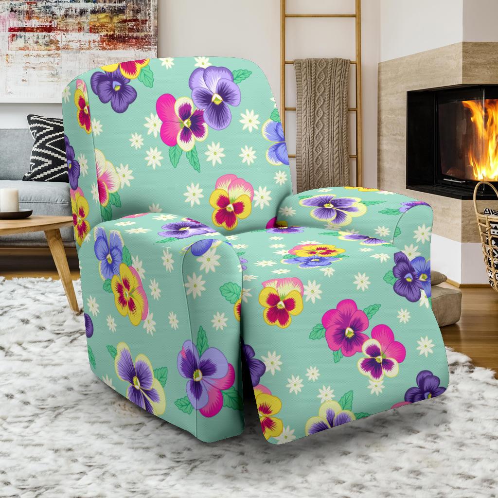 Pansy Pattern Print Design PS08 Recliner Slipcover-JORJUNE.COM