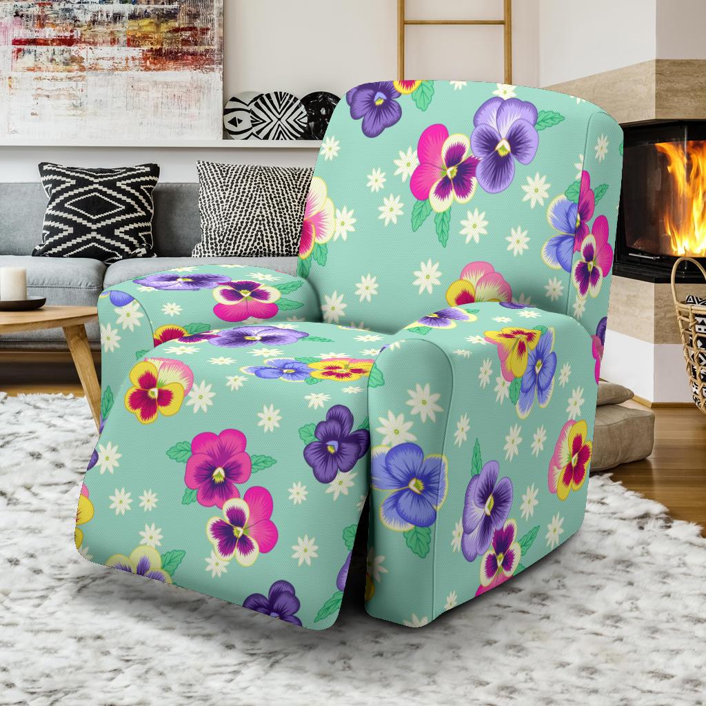 Pansy Pattern Print Design PS08 Recliner Slipcover-JORJUNE.COM