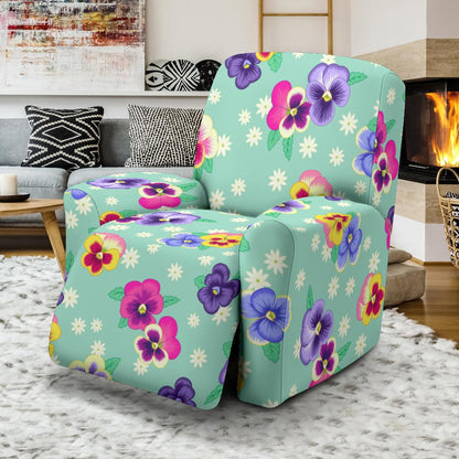 Pansy Pattern Print Design PS08 Recliner Slipcover-JORJUNE.COM