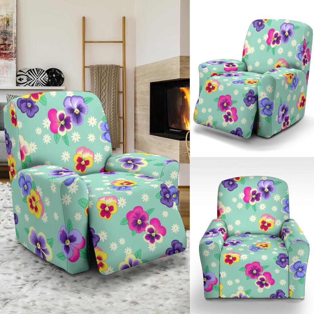 Pansy Pattern Print Design PS08 Recliner Slipcover-JORJUNE.COM