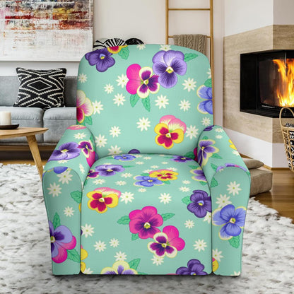 Pansy Pattern Print Design PS08 Recliner Slipcover-JORJUNE.COM