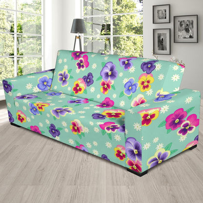 Pansy Pattern Print Design PS08 Sofa Slipcover-JORJUNE.COM