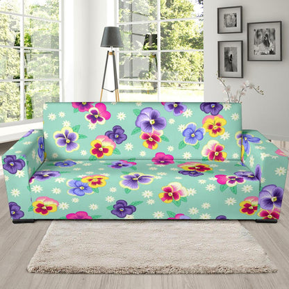 Pansy Pattern Print Design PS08 Sofa Slipcover-JORJUNE.COM