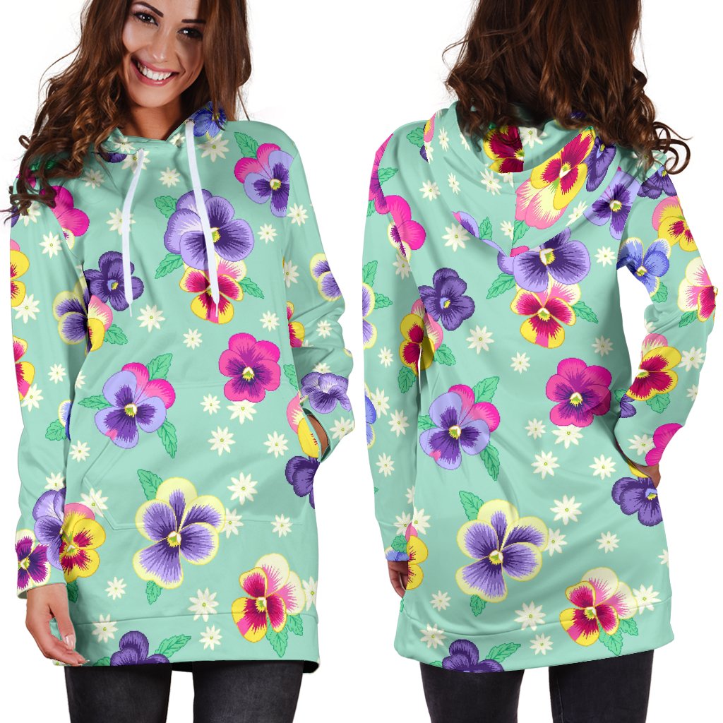 Pansy Pattern Print Design PS08 Women Hoodie Dress