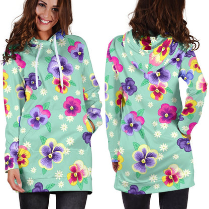 Pansy Pattern Print Design PS08 Women Hoodie Dress