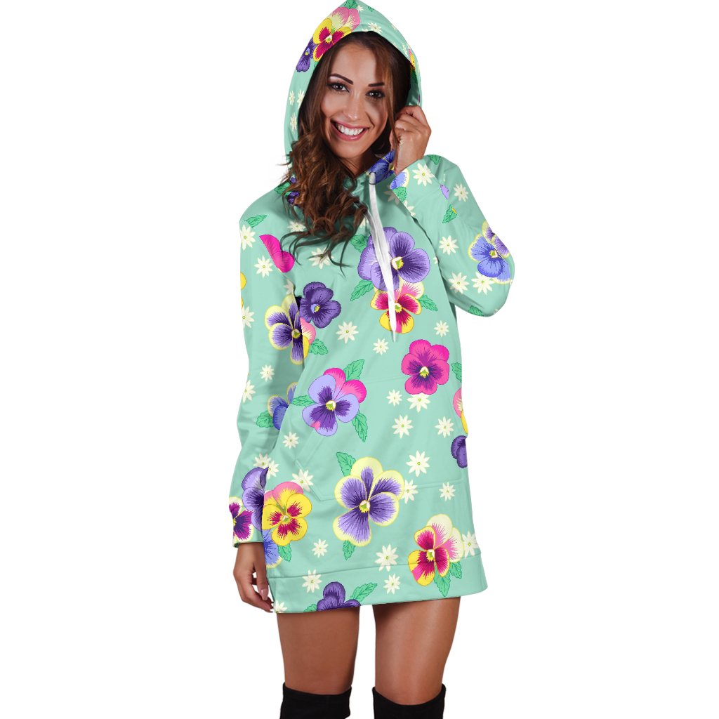 Pansy Pattern Print Design PS08 Women Hoodie Dress