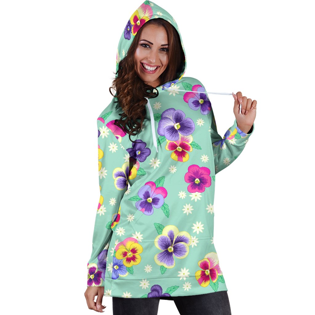 Pansy Pattern Print Design PS08 Women Hoodie Dress